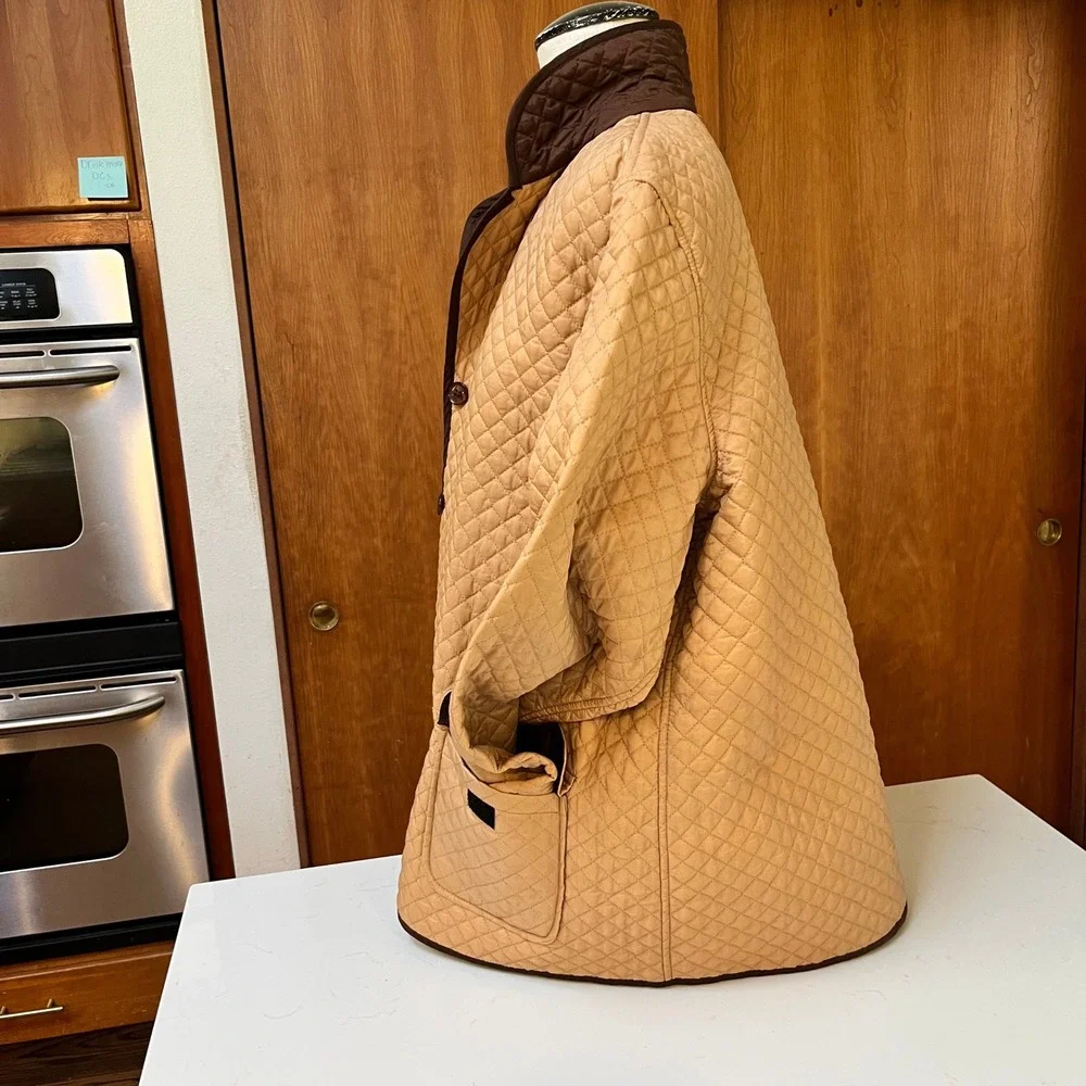 Sag Harbor Reversible Quilted Jacket Tan Brown Button Front Womens XL F23143 - Picture 2 of 12